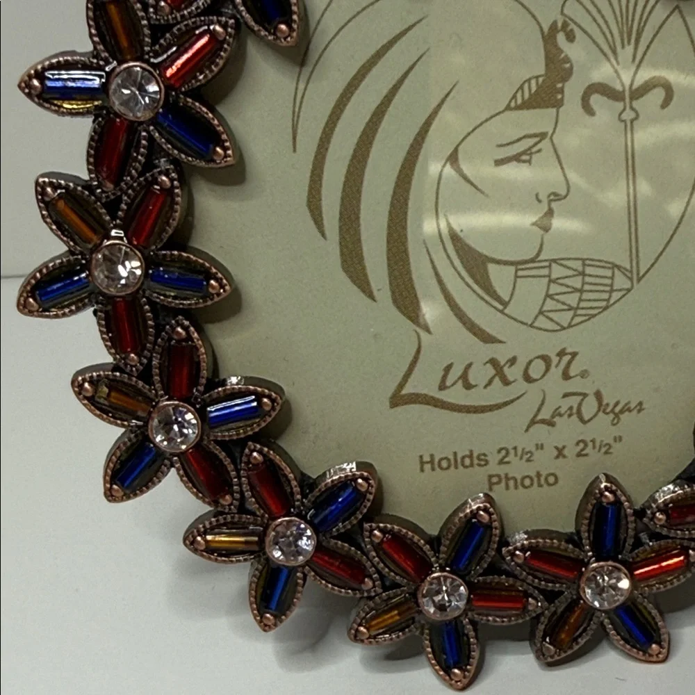 Luxor Las Vegas casino floral red blue clear Egyptian revival Round Photo Frame